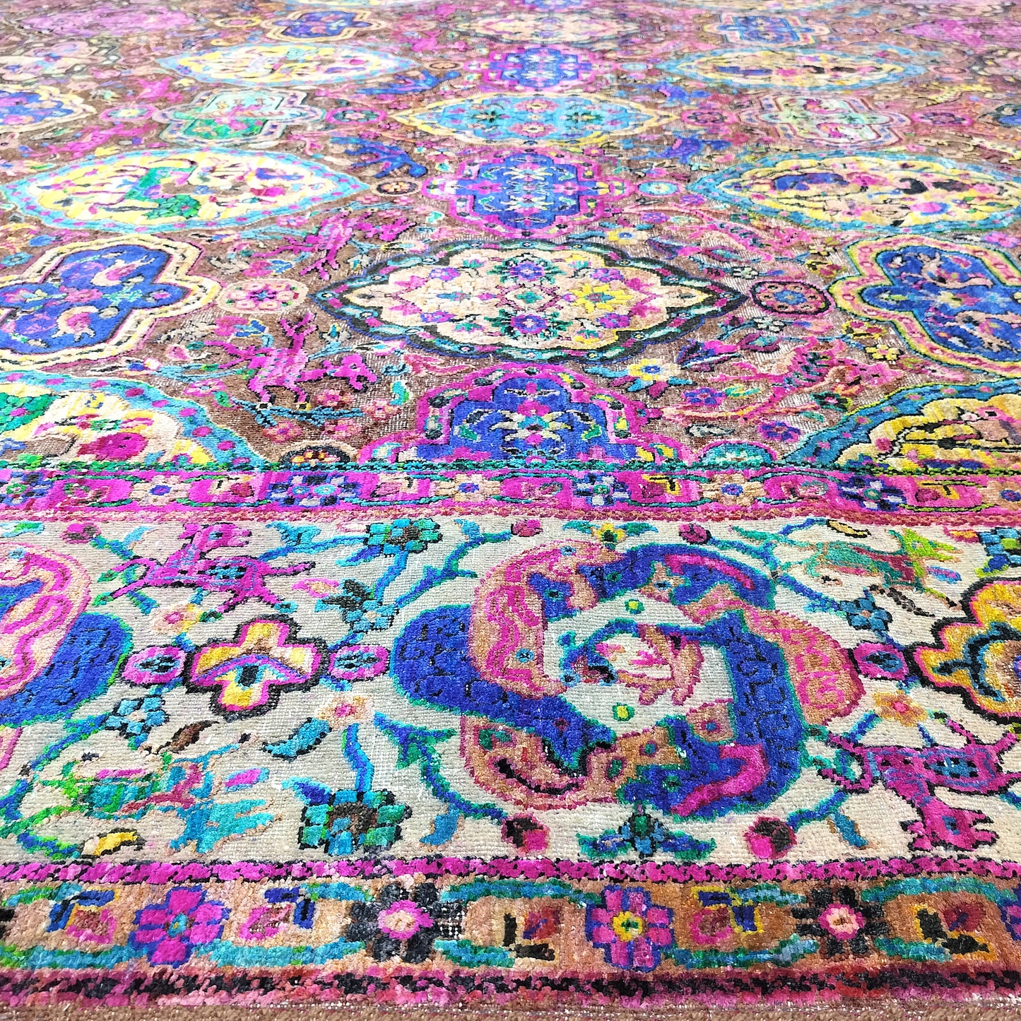 One of a Kind Red, Ivory and Multy Sari Silk and Wool Oxidized Traditional Persin Handknotted 9.7X14.0Ft 292x427Cms Area Rug