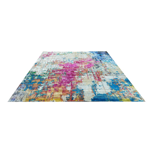Ivory Multy, Sari Silk Wool Modern Handknotted 8.11x11.9Ft 270x357Cms Area Rug