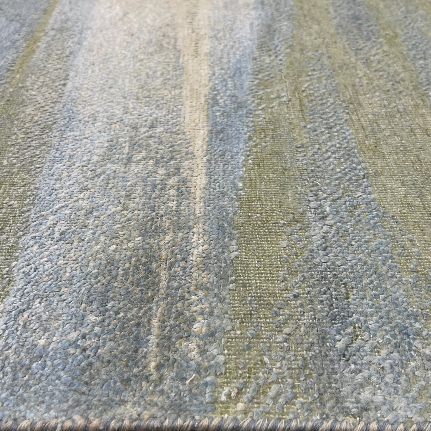 Grey and Blue, Blended Silk Wool Oxidized Modern Abstract Handknotted 8.11x12.4ft 272x375Cms Area Rug