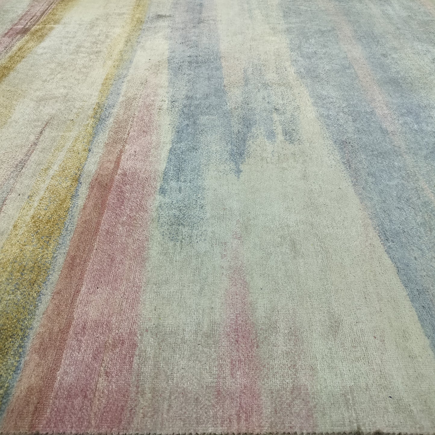Beige Multy Blended Silk, Silk Wool Oxidized Transtional HandKnotted 9.0x12.1Ft 276x368Cms Area Rug