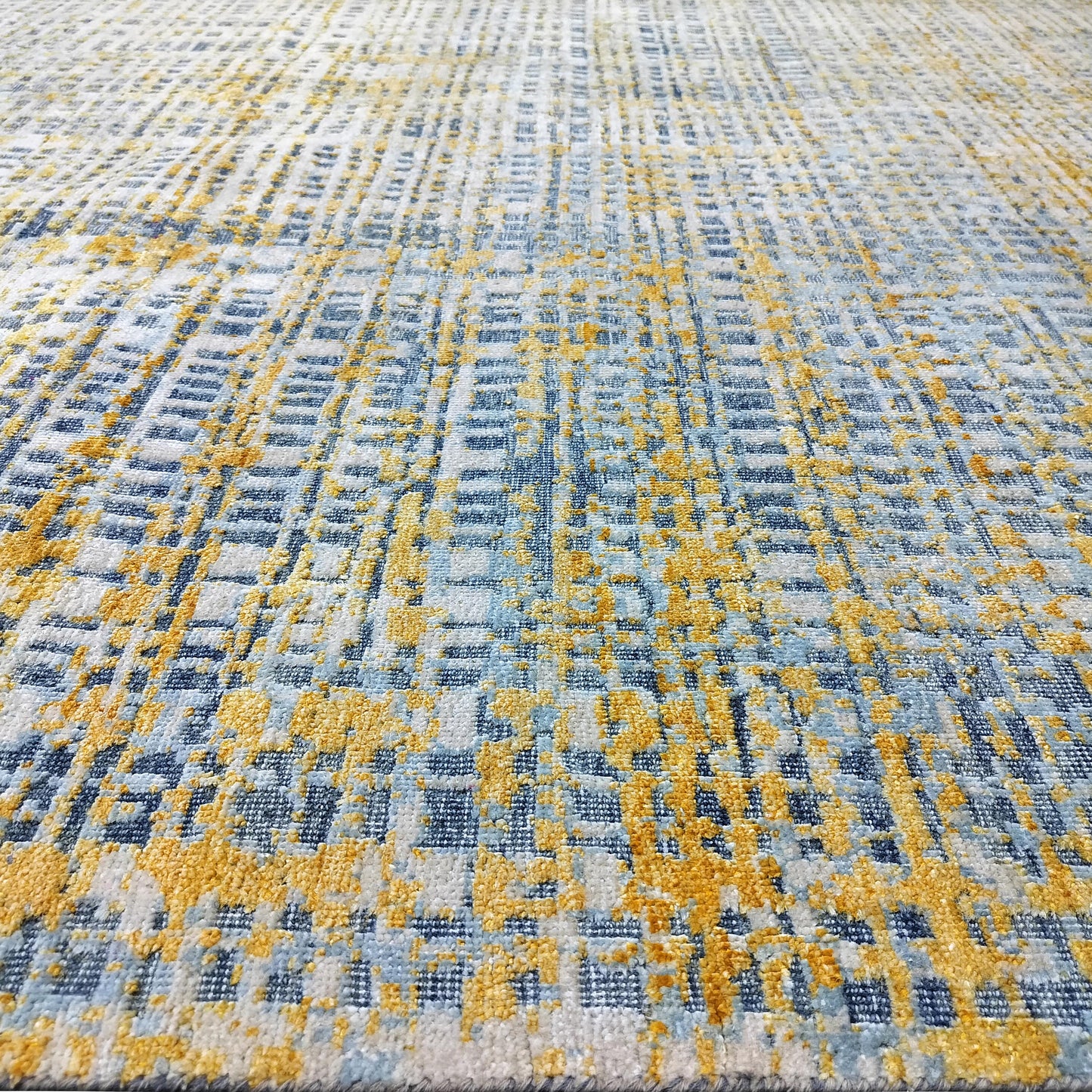 Grey Gold, Silk Wool Oxidized Modern Handknotted 8.10x11.11Ft 270x364Cms Area Rug