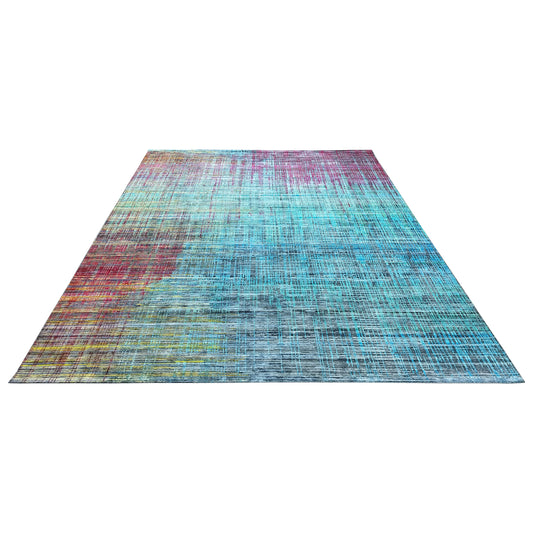 Grey and Multy, Sari Silk Oxidized Modern Textured Handknotted 9.11x14.1ft 302x430Cms Area Rug