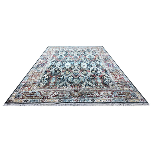 Multy Black Sari Silk Silk Wool Oxidized Bidzar Transitional Handknotted 10.0x14.2ft 305x432cms Area Rug