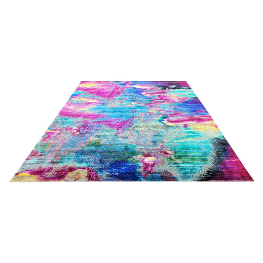 Grey Multy, Sari Silk Wool Oxidized Modern Abstract Handknotted 9.9x13.9ft 303x438cms Area Rug