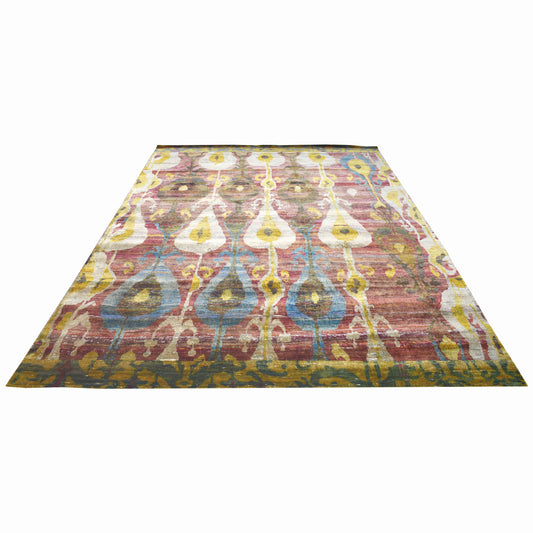 Pink Ivory Multy, Pure Sari Silk Regular Transitional Handknotted 8.10x12.1Ft 269x368Cms Area Rug