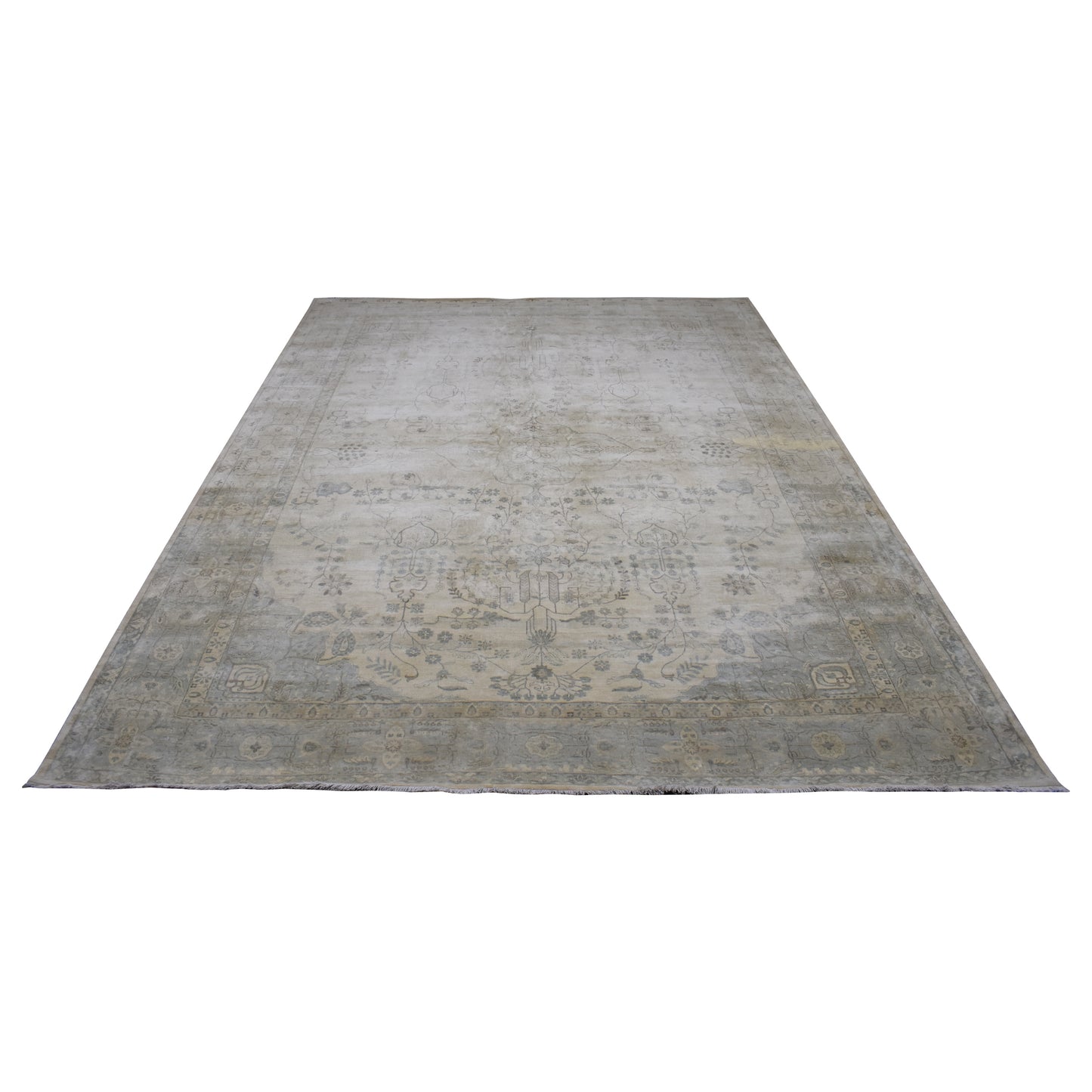 Garden Beige, Brown and Grey Heriz Luxury Traditional Pure Wool Handknotted Area Rug