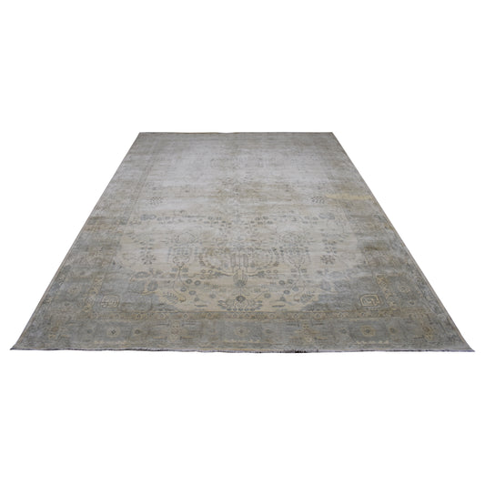 Garden Beige, Brown and Grey Heriz Luxury Traditional Pure Wool Handknotted 8.11x12.5Ft 272x379Cms Area Rug