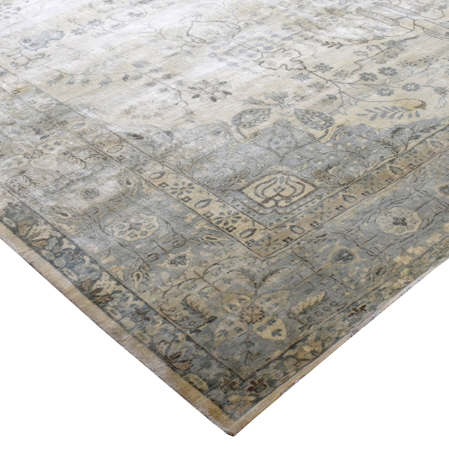 Garden Beige, Brown and Grey Heriz Luxury Traditional Pure Wool Handknotted Area Rug