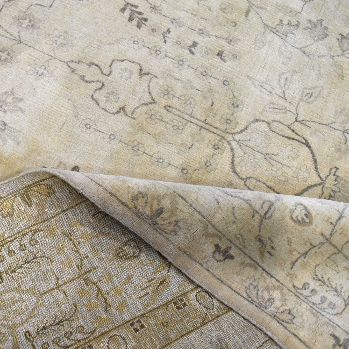 Garden Beige, Brown and Grey Heriz Luxury Traditional Pure Wool Handknotted 8.11x12.5Ft 272x379Cms Area Rug