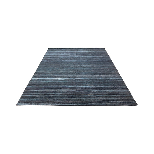 Black and Blue, Silk Wool Oxidized Modern Solid Handknotted 8.10x12.3ft 269x373Cms Area Rug