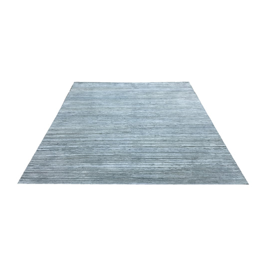 Beige L. Blue , Silk Wool Oxidized Textured Modern Handknotted 7.11x9.11Ft 241x302Cms Area Rug