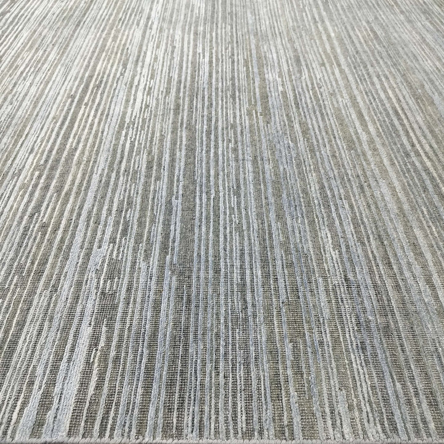 Beige L. Blue , Silk Wool Oxidized Textured Modern Handknotted 7.11x9.11Ft 241x302Cms Area Rug