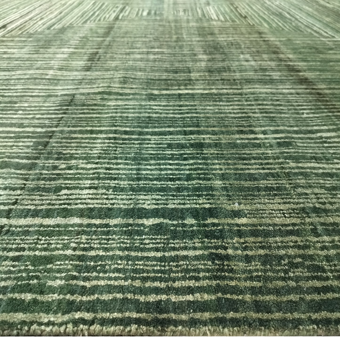 Deep Green, Silk Wool Oxidized Modern Handknotted 9.0x12.0Ft 274x365Cms Area Rug