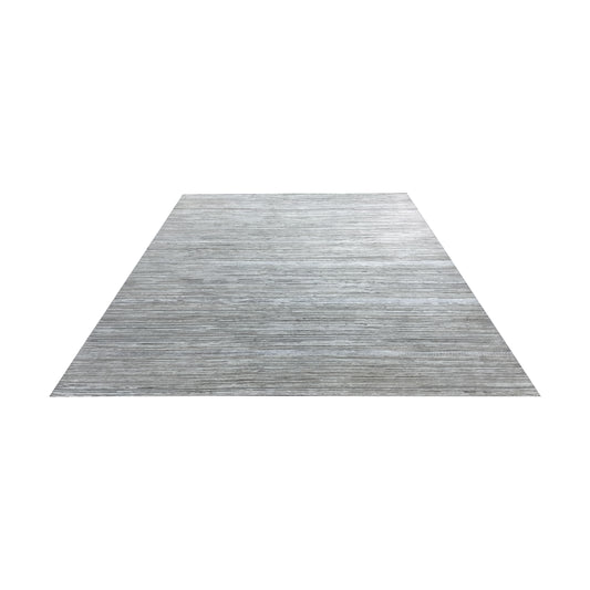 Grey Ivory, Silk Wool Modern Textured Handknotted 8.0x10.6Ft 245x320Cms Area Rug
