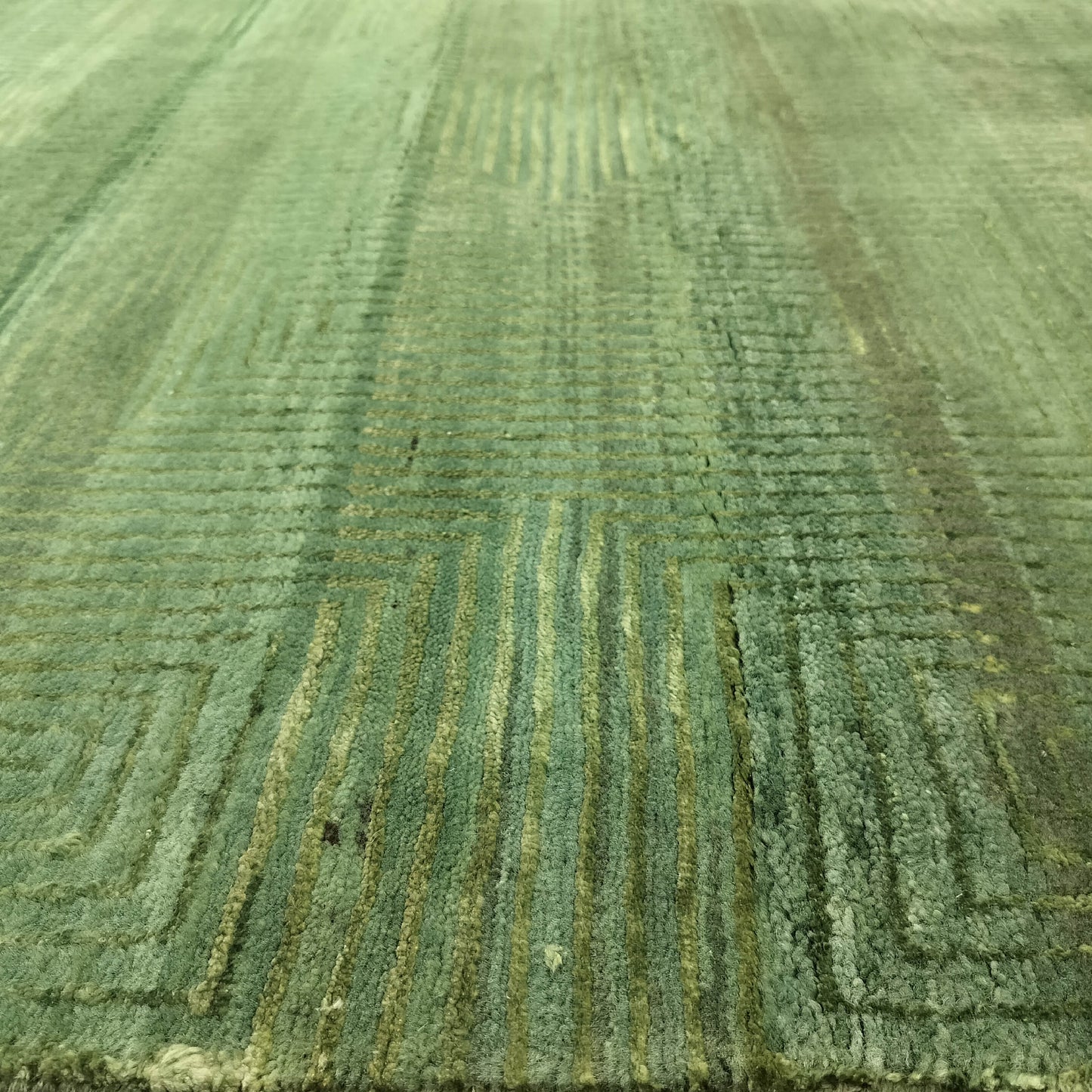 Green Gold, Silk Wool Modern Handknotted 8.11x12.0Ft 271x365Cms Area Rug