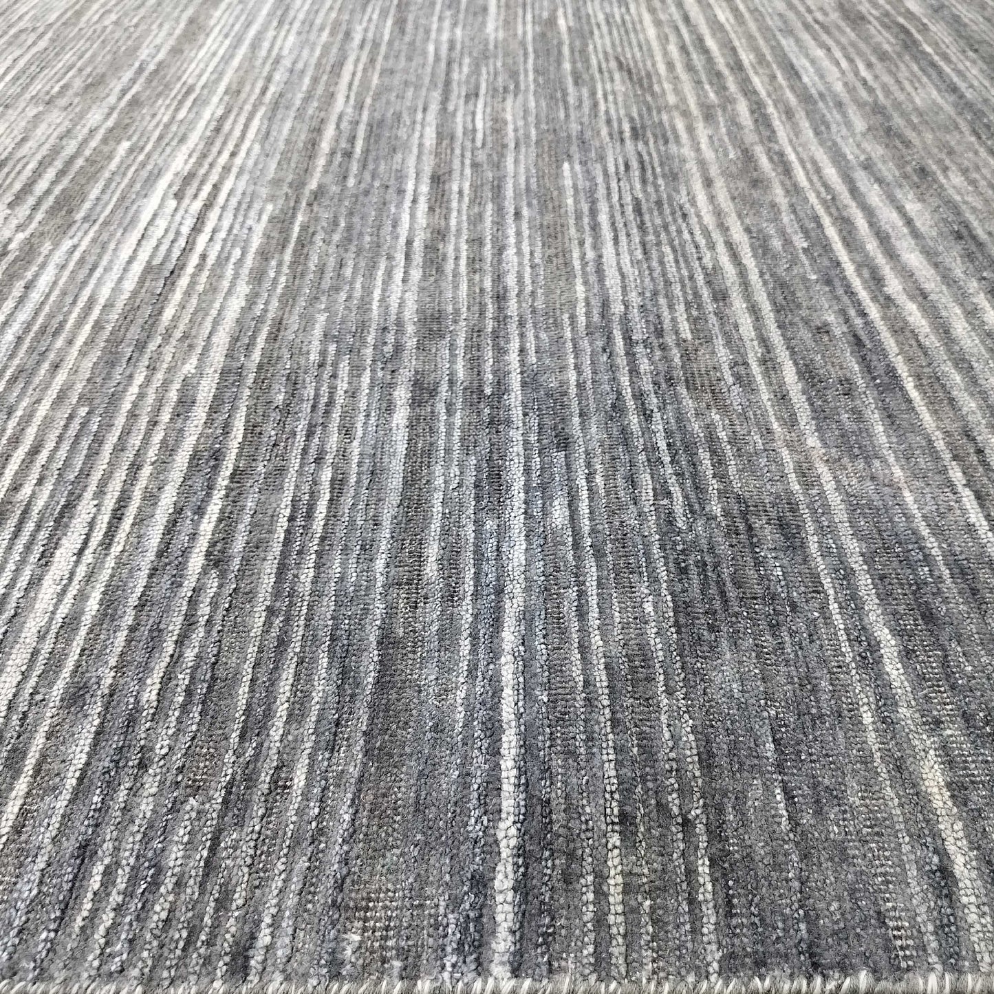 Blue Grey, Silk Wool Oxidized Modern Plain Handknotted 5.0x6.11Ft 152x212Cms Area Rug