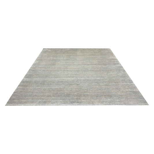 Beige and Grey, Silk Wool Oxidized Modern Solid Handknotted 9.9x13.11ft 296x423Cms Area Rug
