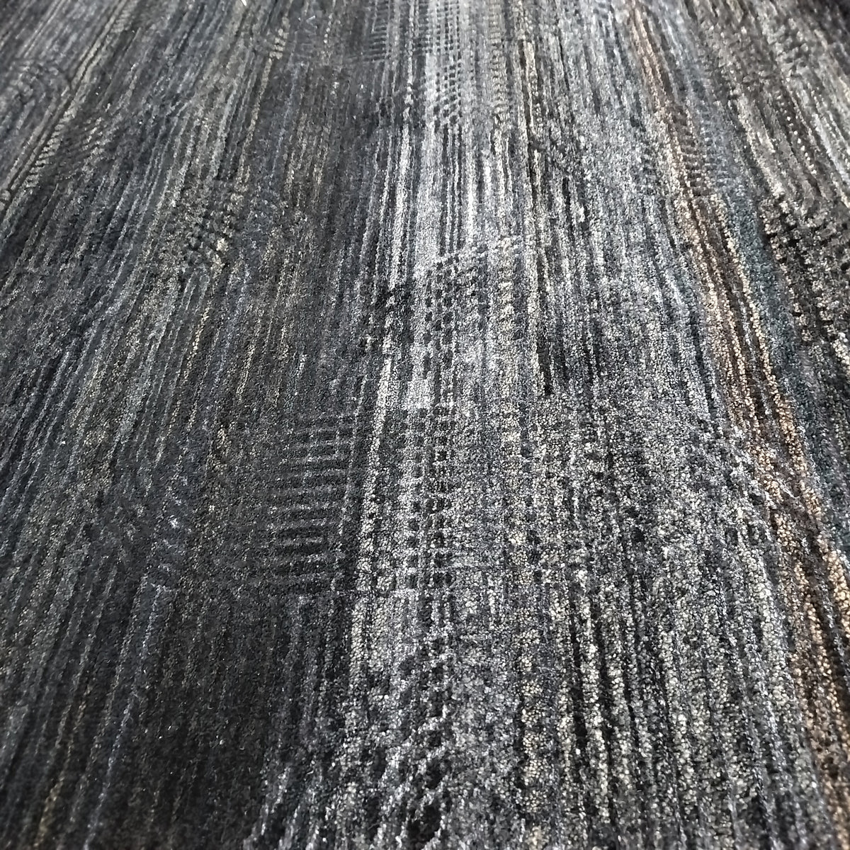 Black and Blue, Silk Wool Regular Pile Modern Geometrical Handknotted 11.10x14.11ft 360x456Cms Area Rug