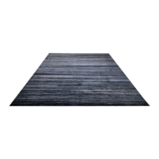 Black and Blue, Silk Wool Regular Pile Modern Geometrical Handknotted 11.10x14.11ft 360x456Cms Area Rug