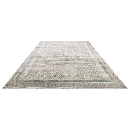Brown and Gold, Pure Silk Traditional Persian Handknotted 11.7x14.9ft 353x449Cms Area Rug