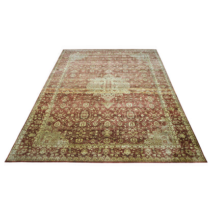 Red Ivory, Pure Wool Transitional Handknotted 9.1x12.6Ft 276x382Cms Area Rug