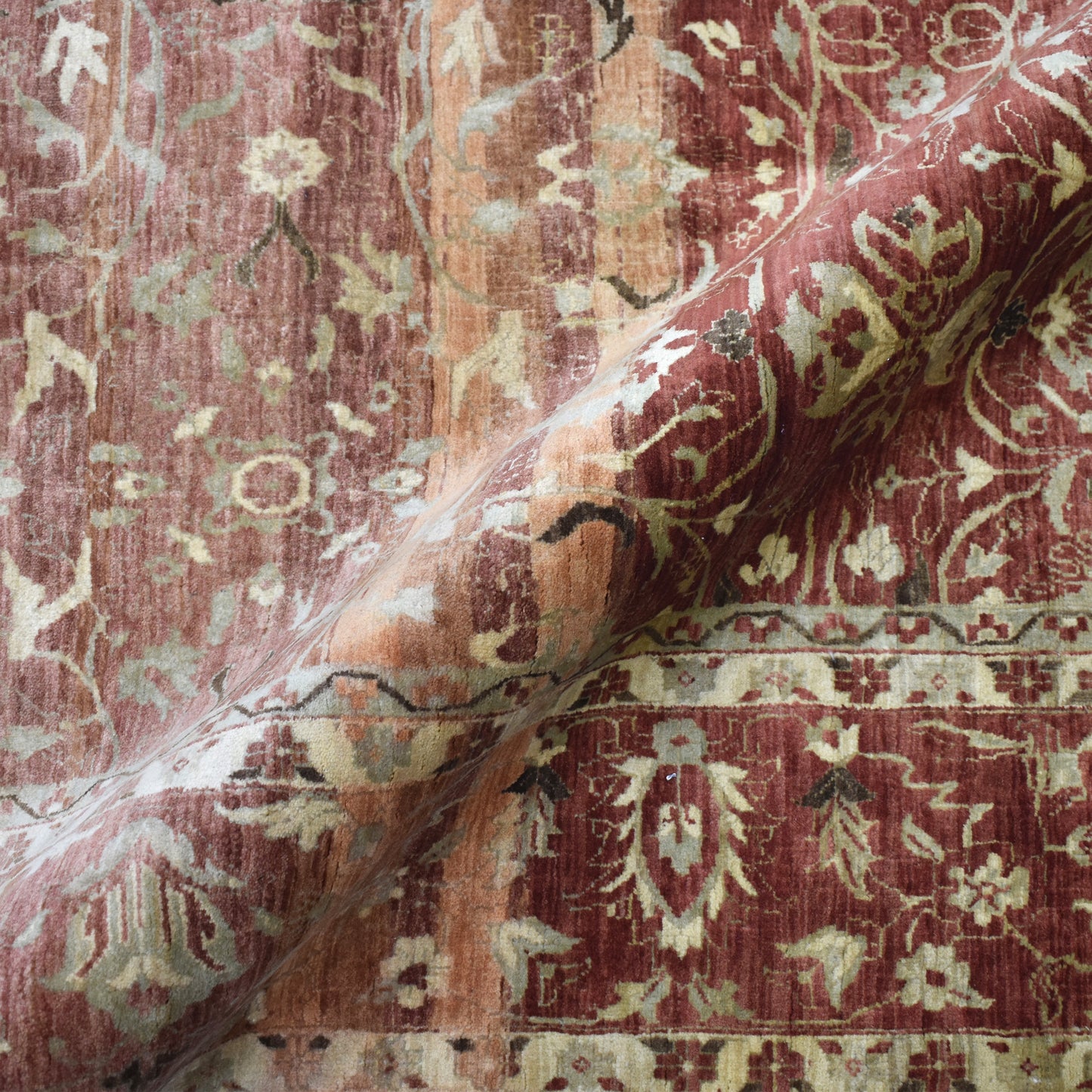 Red Ivory, Pure Wool Transitional Handknotted 9.1x12.6Ft 276x382Cms Area Rug