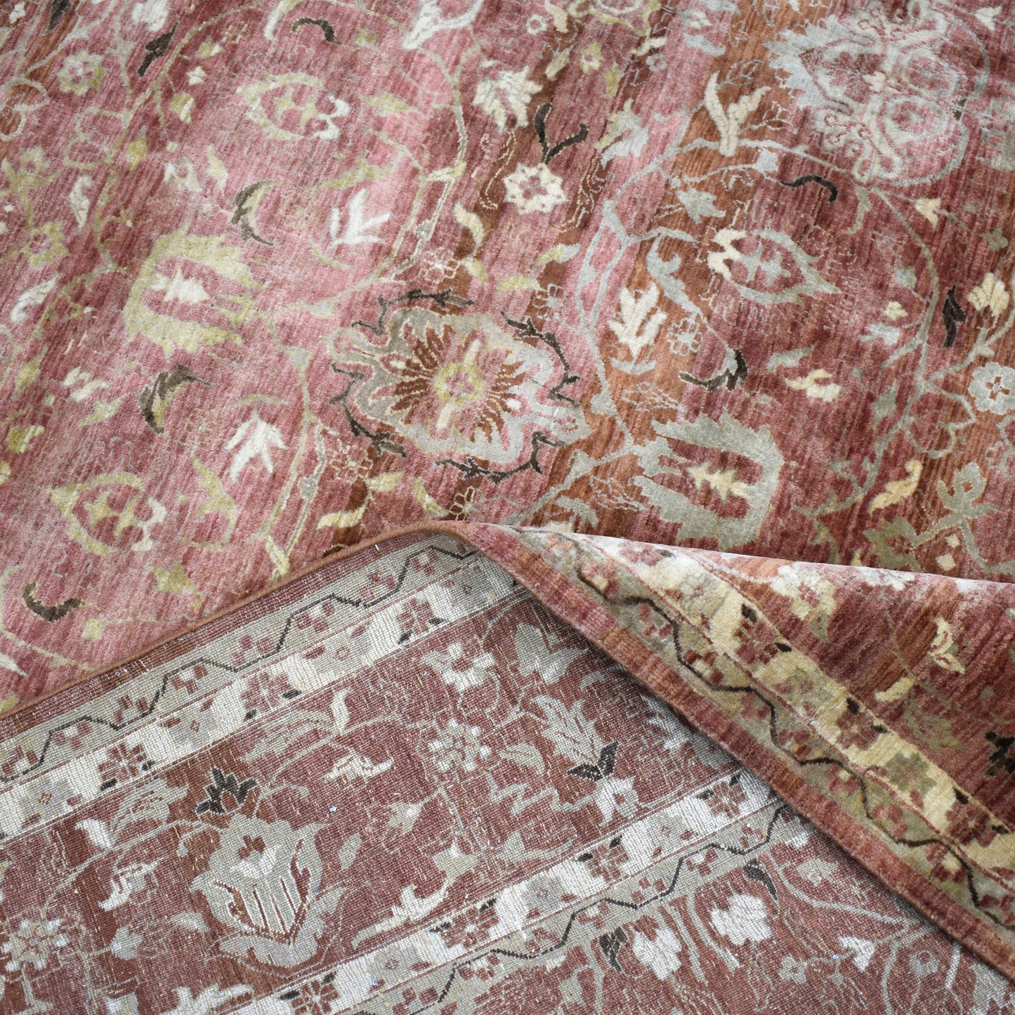 Red Ivory, Pure Wool Transitional Handknotted 9.1x12.6Ft 276x382Cms Area Rug