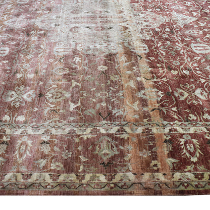Red Ivory, Pure Wool Transitional Handknotted 9.1x12.6Ft 276x382Cms Area Rug