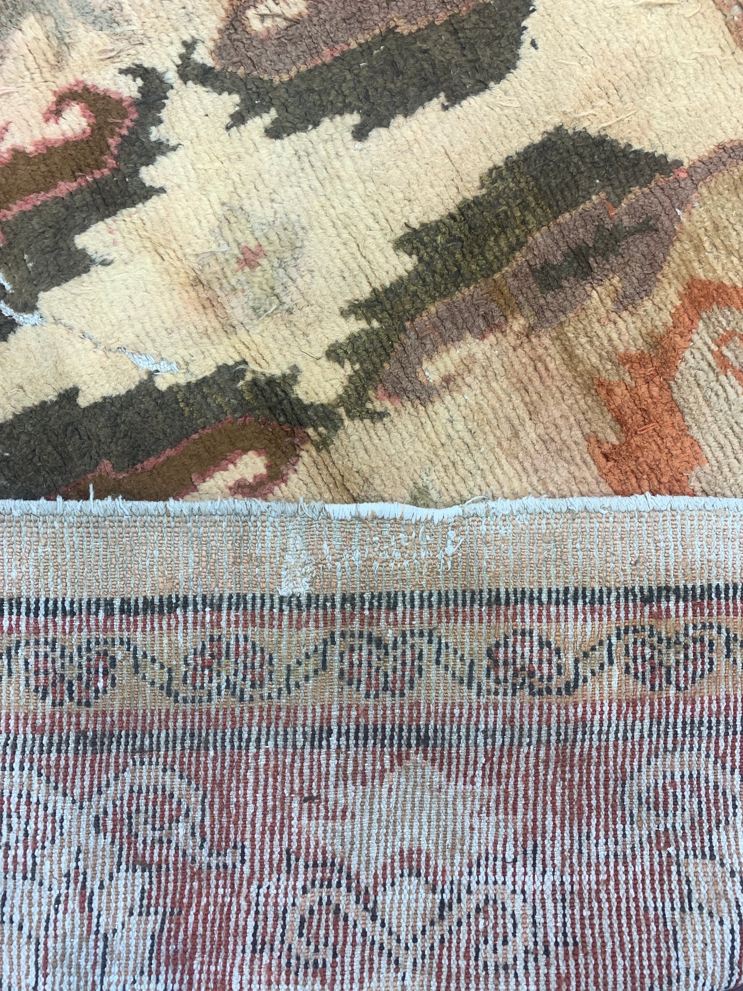 Rust and Beige, Pure Wool Antique Handknotted 11.11x17.2Ft 364x522Cms Area Rug