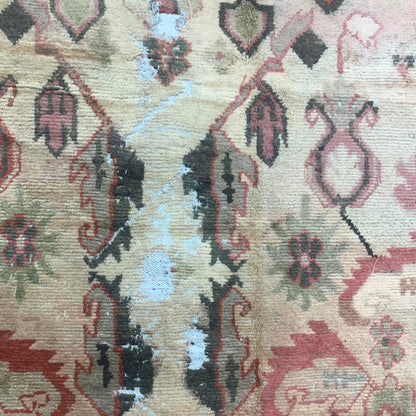 Rust and Beige, Pure Wool Antique Handknotted 11.11x17.2Ft 364x522Cms Area Rug