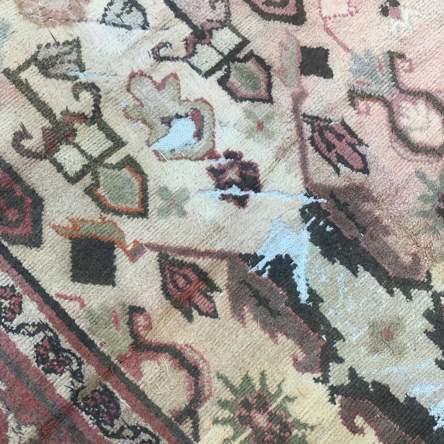 Rust and Beige, Pure Wool Antique Handknotted 11.11x17.2Ft 364x522Cms Area Rug