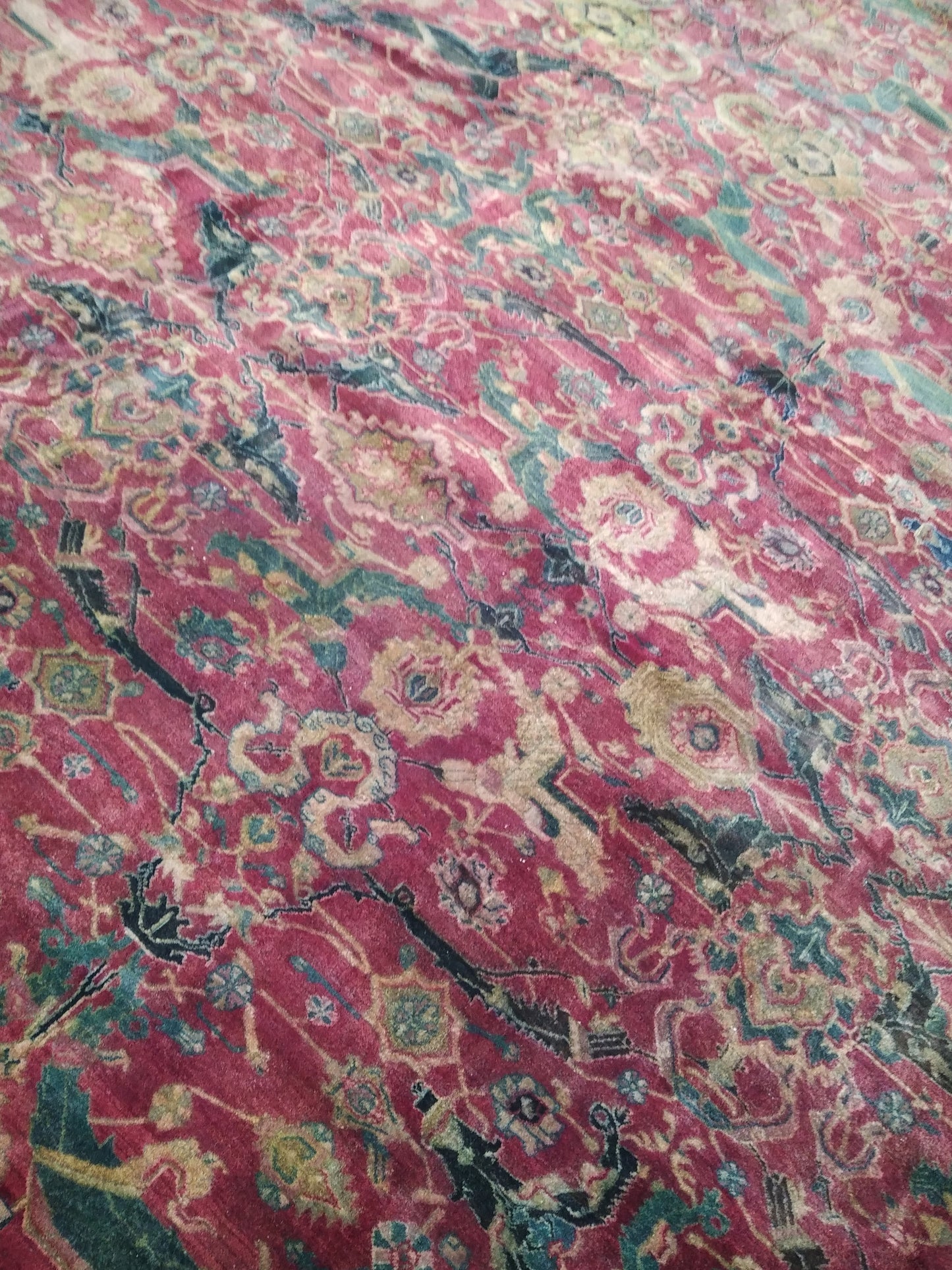 Blue and Red, Pure Wool Antique Handknotted 16.0x23.0Ft 487x701Cms Area Rug