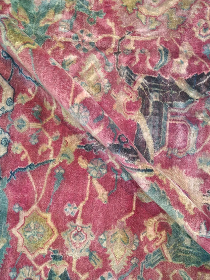 Blue and Red, Pure Wool Antique Handknotted 16.0x23.0Ft 487x701Cms Area Rug