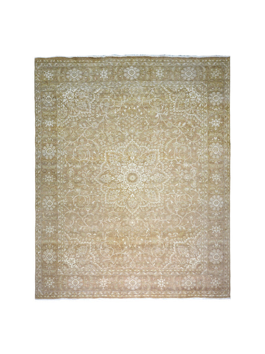 Floral Brown Ivory and Camel Traditional Persian Pure Wool Luxury Handknotted Area Rug