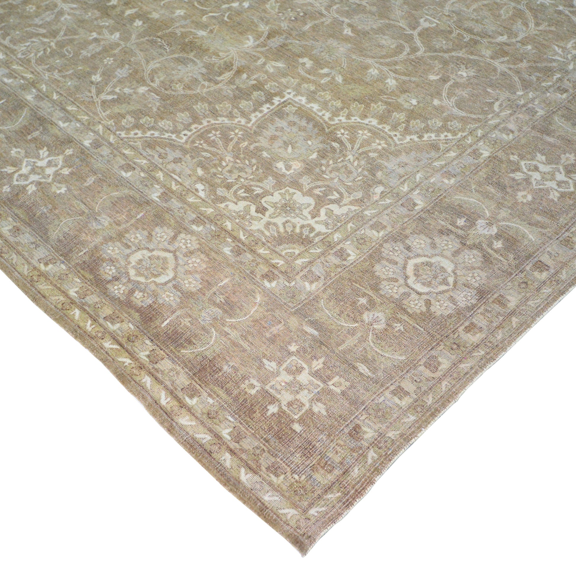 Get trendy with Floral Brown Ivory and Camel Traditional Persian Pure Wool Luxury Handknotted Area Rug - Traditional Rugs available at Jaipur Oriental Rugs. Grab yours for $3200.00 today!