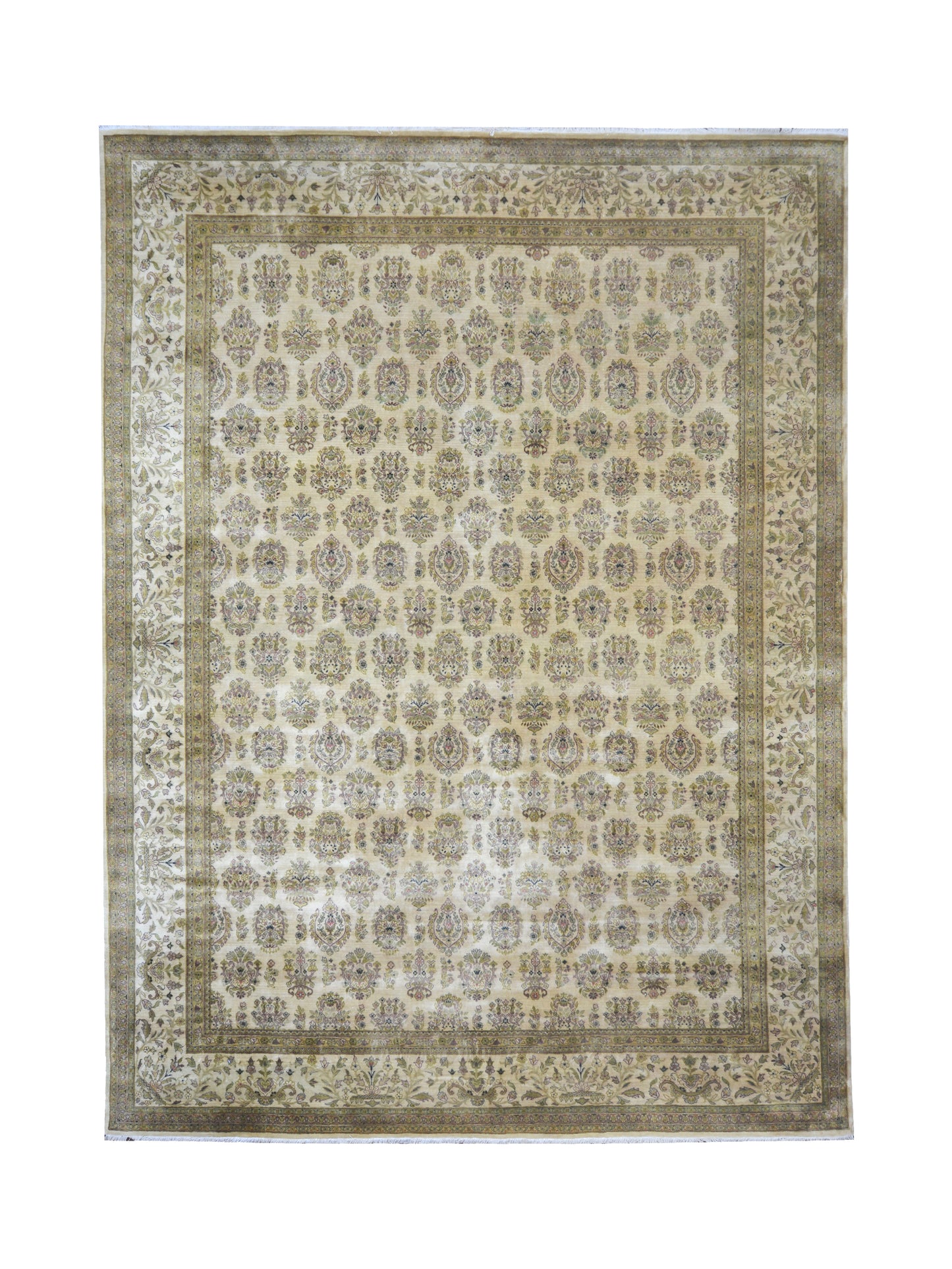 Crown Ivory, Beige and Multy Luxury Traditional  Pure Wool Handknotted Area Rug