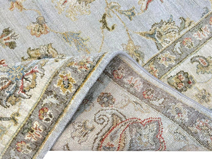 Gold and Ivory, Pure Silk Regular Pile Traditional Handknotted 7.11x10.0Ft 240x305Cms Area Rug