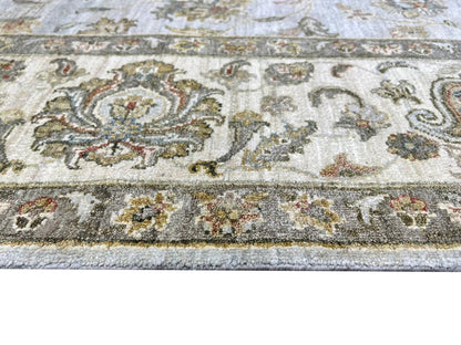 Gold and Ivory, Pure Silk Regular Pile Traditional Handknotted 7.11x10.0Ft 240x305Cms Area Rug