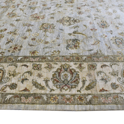Silver Ivory, Pure Silk Transitional Handknotted 8.10x11.11Ft 269x362Cms Area Rug