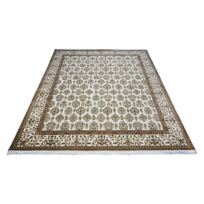 Get trendy with Crown Ivory, Red and Brown Traditional Tabriz Pure Wool Luxury Handknotted Area Rug - Traditional Rugs available at Jaipur Oriental Rugs. Grab yours for $3270.00 today!