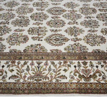 Get trendy with Crown Ivory, Red and Brown Traditional Tabriz Pure Wool Luxury Handknotted Area Rug - Traditional Rugs available at Jaipur Oriental Rugs. Grab yours for $3270.00 today!