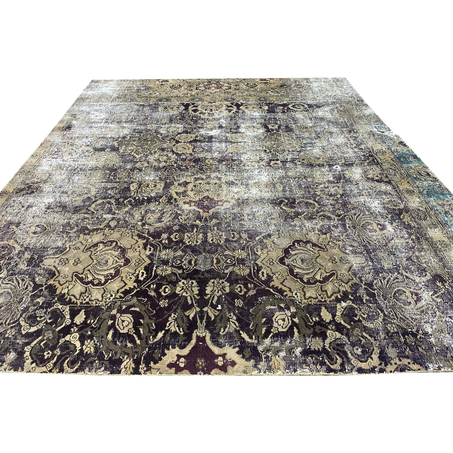 Gold and Maroon, Pure Wool Antique Khotan Handknotted 7.11x10.1Ft 240x309Cms Area Rug