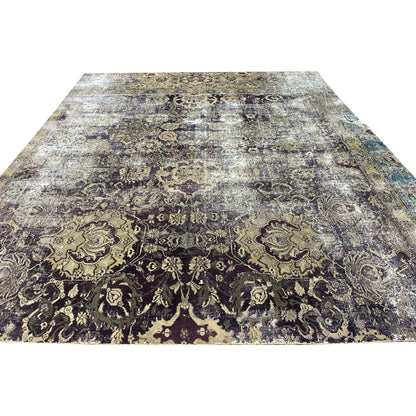 Gold and Maroon, Pure Wool Antique Khotan Handknotted 7.11x10.1Ft 240x309Cms Area Rug