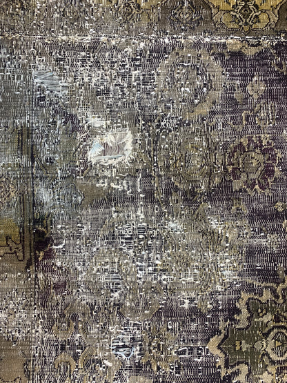 Gold and Maroon, Pure Wool Antique Khotan Handknotted 7.11x10.1Ft 240x309Cms Area Rug