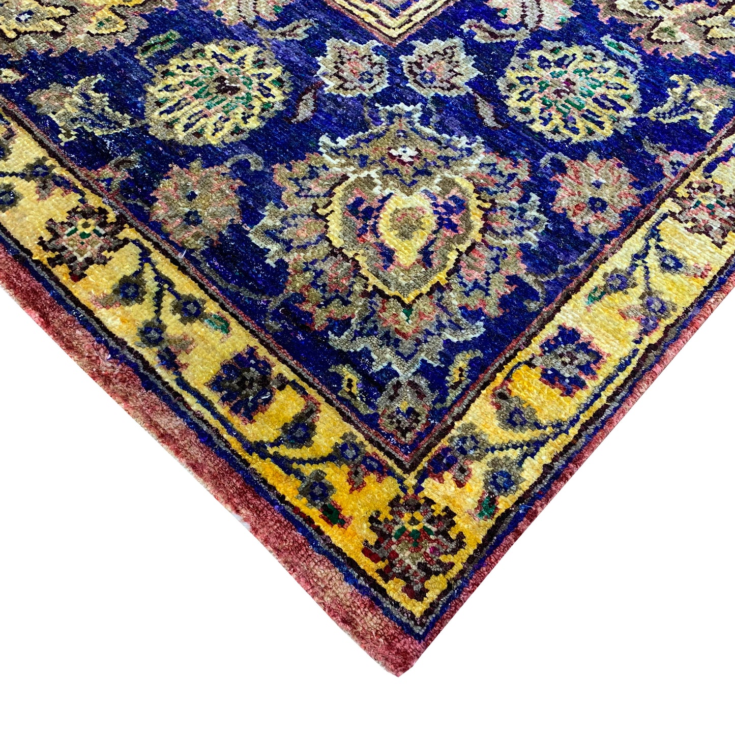 Yellow and Blue Pure Sari Silk Transitional Handknotted 8.9x11.11Ft 265x363Cms Area Rug