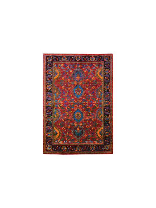 Red Multi Pure Sari Silk Traditional Luxury Handknotted Area Rug