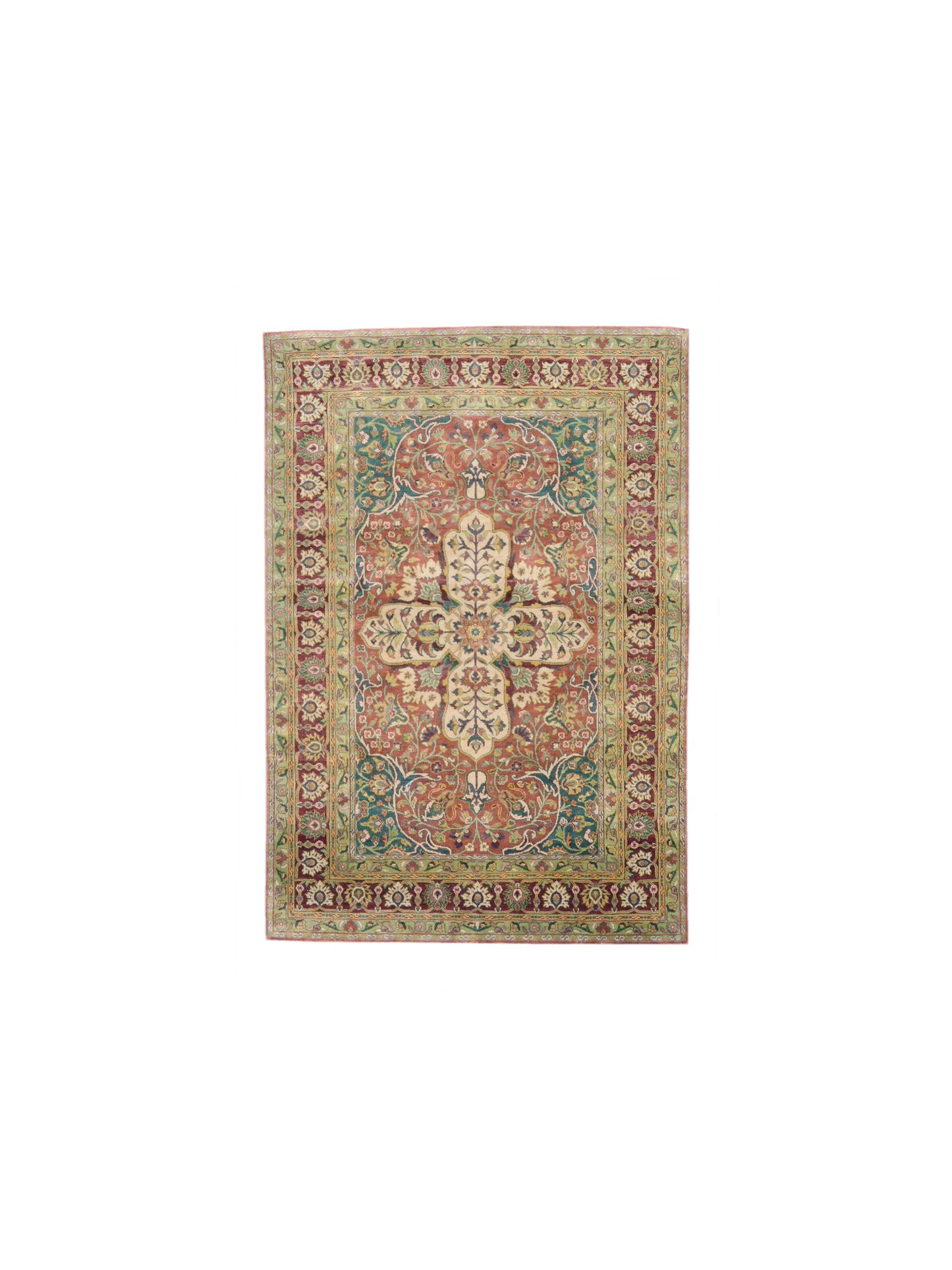 Camel Brown Multy, Pure Silk Regular Traditional Handknotted 4.0x5.11Ft 122x181Cms Area Rug