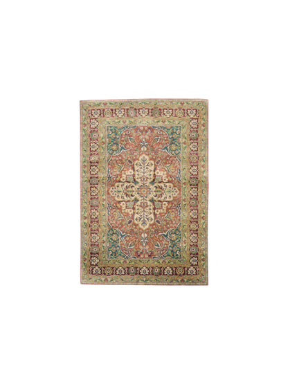 Camel Brown Multy, Pure Silk Regular Traditional Handknotted 4.0x5.11Ft 122x181Cms Area Rug