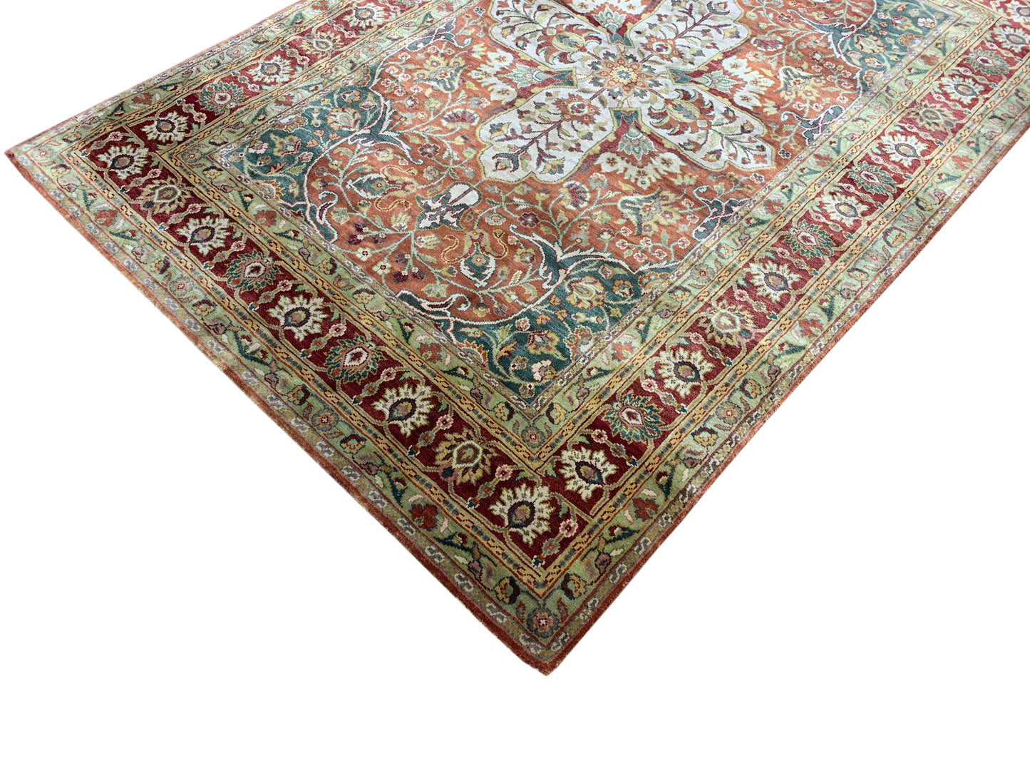 Camel Brown Multy, Pure Silk Regular Traditional Handknotted 4.0x5.11Ft 122x181Cms Area Rug