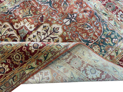 Camel Brown Multy, Pure Silk Regular Traditional Handknotted 4.0x5.11Ft 122x181Cms Area Rug